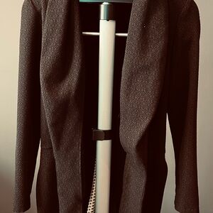 Elegant Black Open Front Knee-Length Cardigan